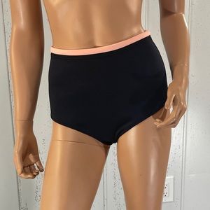 *NWOT Forever 21 Black & Coral  High Waisted Cheeky Bikini Bottom Sz M